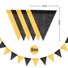 8M Black Yellow Burlap Bunting Banner, 24pcs Waterproof Triangle Flags