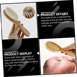 SAFIGLE 4Pcs Wooden Toiletries Bath Brush Comb Kit Safe Beech Materials Gentle Scalp for Newborns for Birthdays Day