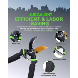 AUDCALIGHT 4 Pack Bypass Pruning Shears with Gardening Gloves-Stainless Steel Blades,Ergonomic Hand Pruner for Trees,Plants|Precision Garden Scissors,Trimming Plants Tools(Green Thumb Kit)