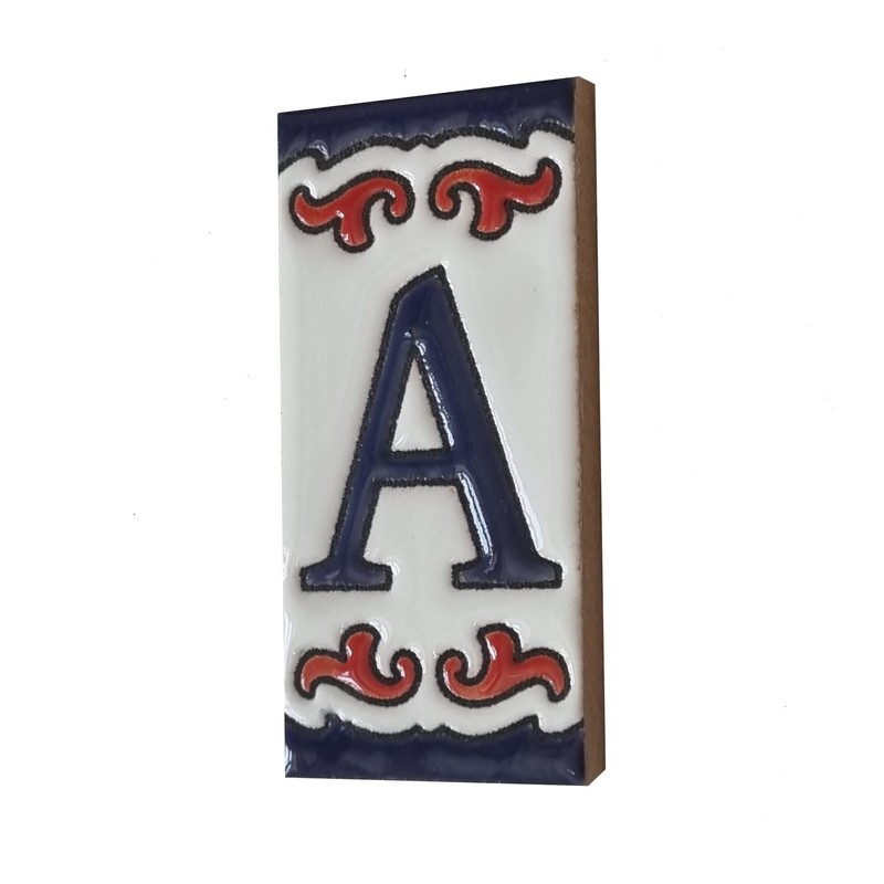 Daniella-M3 Spanish Hand-painted Ceramic Blue Number Tiles With Blue And