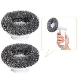 2Pcs Steel Wire Brush Heads for Electric Spin Scrubber Cleaning Stoves, Pots, Grills, Ovens(White)
