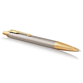 Parker IM Ballpoint Pen, Premium Warm Silver with Medium Point Blue Ink Refill (1931687)