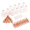 40Pcs Plasma Cutter Consumables Cutting Extended Electrode Electric Nozzle Ceramic