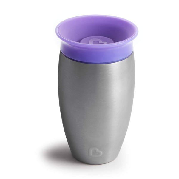 Munchkin Miracle 360 Degree Stainless Steel Sippy Cup, 10 oz/296 ml, Purple