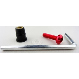 Set of 10 Anodised Motorcycle Aluminium Screws Hexagon Socket Lens Head with Rubber Red with Washers and Rubber Bearing Lock Nut M5 x 25