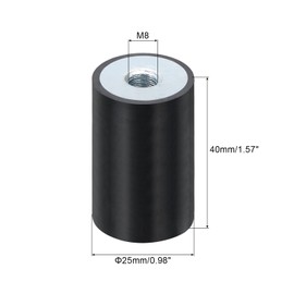 sourcing map 8Pcs 25 x 40mm M8 Thread Female Rubber Mounts, Vibration Isolators, Replaces Anti Vibration Pads Flat Silent Block Base Block