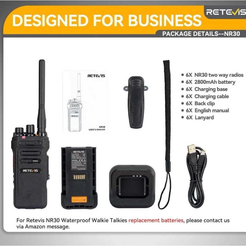 Retevis NR30S Long Range Noise Reduction GMRS IP67 Two Way