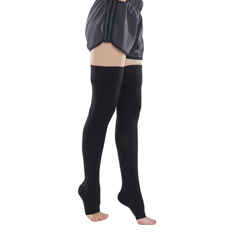20-30 mmHg Thigh High Compression Socks 1 Pair Open- Toe