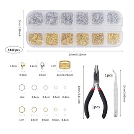 Zythrem 1440 Pieces Jewellery Making Accessories, Chain Clasps, Clasps for Bracelets, DIY Jewellery Making and Necklaces, Repair Kit with Open Jump Rings