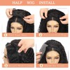Half Wig Human Hair Deep Wave 3 In 1 Half