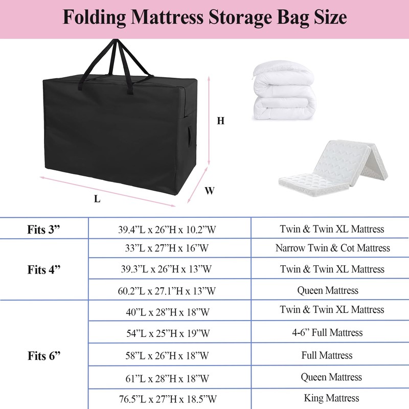 Andacar Folding Mattress Storage Bag - Andacar 63 inch Foldable