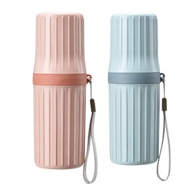 2pcs Travel Toothbrush Cup, Toothbrush Holder Toothpaste Storage Box Multifunctional Large Capacity for Traveling, Camping, Trip