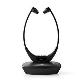 Nedis HPRF010BK Wireless TV Headphones - RF In-Ear Headphones - 35 m Range - 200 mAh Battery - 4 Hours Operating Time - Charging Station - Black