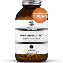 QIDOSHA® Magnesium Citrat Kapseln als Tri-Magnesium-Dicitrat, 360 Stk im Apothekerglas, 300 mg elementares Mg je Tagesportion