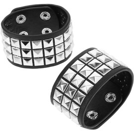 2 Piezas Pulsera Punk De Cuero Pu Con Tachuelas Retro Para Hombre Y Mujer Estilo Rockero Ajustable Para Fiestas Y Conciertos