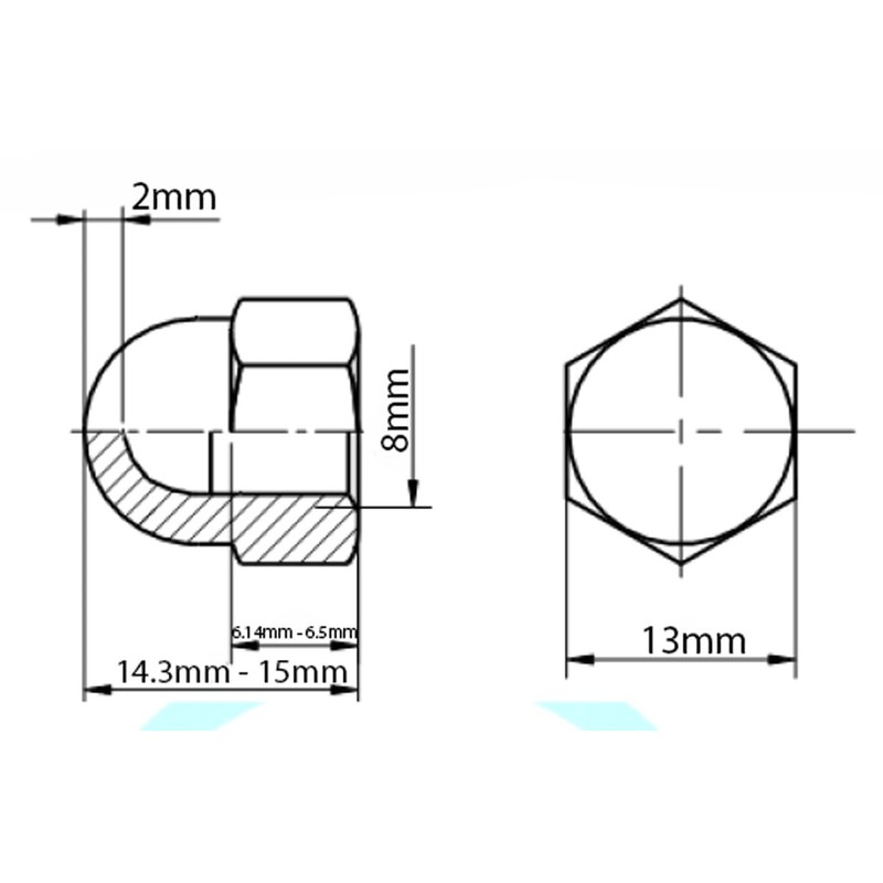 M8 Brass Hexagon Domed Cap Nuts Fit Screws Bolts DIN
