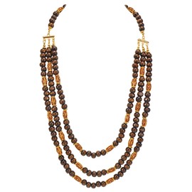 Coiris Layer Chunky Wood Beaded Necklace Exaggerated Statement Bead Collar Necklace Bib Necklaces, Small, Wood, No Gemstone