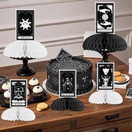 Sursurprise Tarot Cards Party Decorations, 8Pcs Tarot Cards Honeycomb Centerpieces Table Topper Decor, Gothic Halloween Witchy Mystic Occult Astrology Celestial Ouijia Board Party Supplies