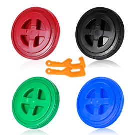 4 Pieces 5 Gallon Bucket Lid with Bucket Lid Opener,Plastic Storage Bucket Leak-Proof Screw Seal Lids,Pet Food Storage Container Lid for Home Paint Storage Buckets