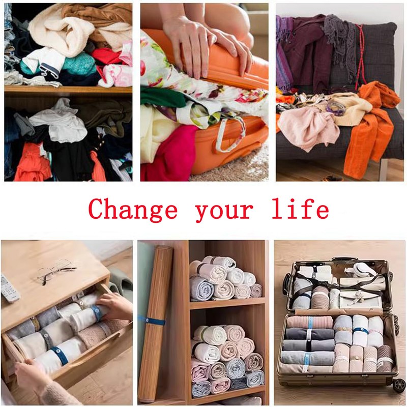 YQQKIRA520 100-Pack Storage Elastic Bands with Buckle: Clothing Storage Solution
