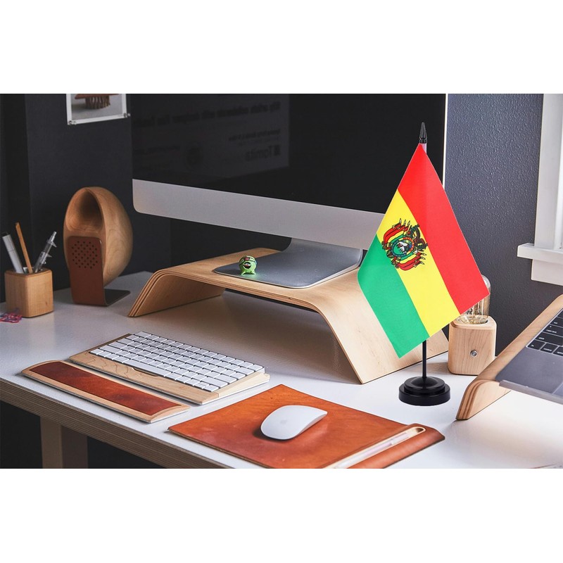 2 Pack Bolivia Flag Bolivia Deluxe Desk Flag Set -
