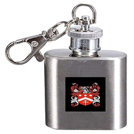 Vowell Family Crest Surname Coat of Arms 1oz Hip Flask Kerying Engraved
