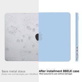 B BELK Compatible with MacBook Air 13.6 inch Case 2024 2023 2022 Release M3 A3113 M2 A2681 with Liquid Retina Display, Plastic Hard Shell Case + Keyboard Cover + Screen Protector, Airy Blue