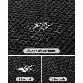 tchidio Soft Chenille Bath Mat-Super Absorbent Bathroom Mat Quick Dry- Rubber Backed Bath Mats for Bathroom Floor Non Slip- Machine Washable Bathroom Rugs Front of Bathtub,Shower Room,Sink-1728-BLACK