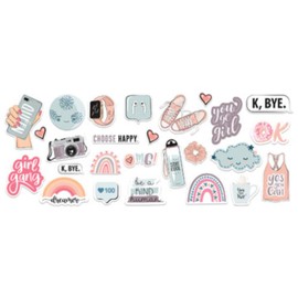 Custom Genie Girly Sticker Assortment, 26 Pieces of Scrapbook Stickers, Artsy Quotes and Designs for Women, Highly Visible Patterns, Easy to Peel Stickers, 5 Pack