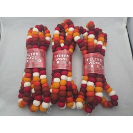 Trader Joe's Lot of 3 Handcrafted Felted New Zealand Wool 9' Long Garland NEW
