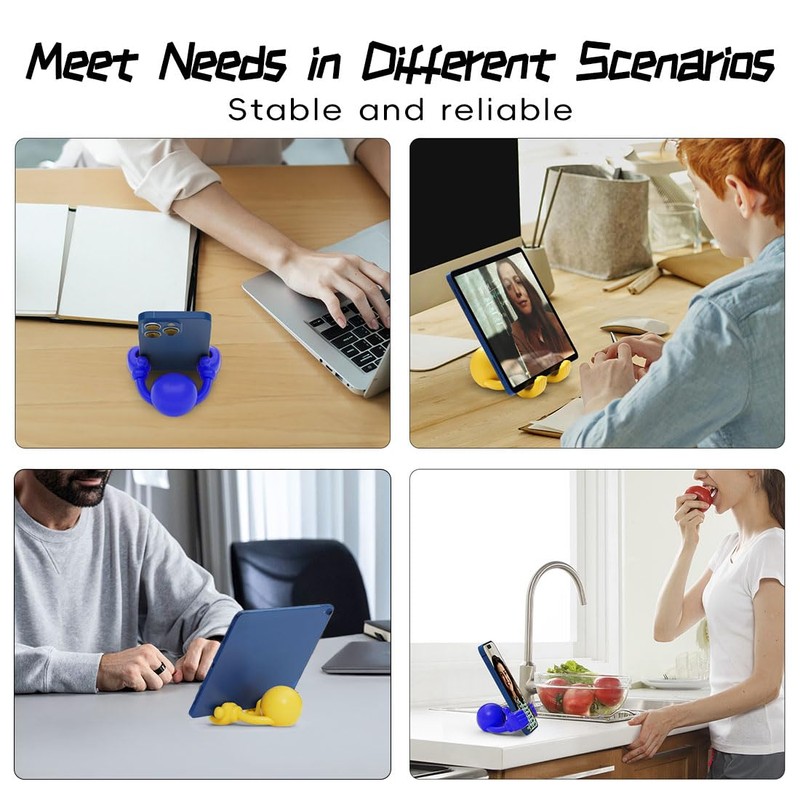 EnerCharge Smiley Cell Phone Holder-2 Pcs, 360°Adjustable Cell Phone Supports，Bright