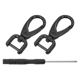 uxcell 2Pcs Swivel Clasps Hook, 12mm(0.5 Inch) D Ring Detachable Snap Hook Metal Lobster Claw Clasp Hook with Screwdriver for Purse Keychain DIY Craft, Black
