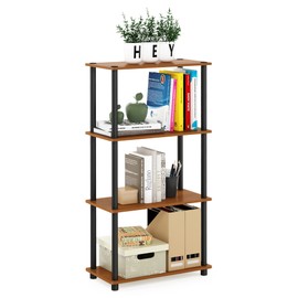 Furinno (99557LC/BK) Turn-N-Tube 4-Tier Multipurpose Shelf Display Rack - Light Cherry/Black