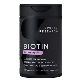 Biotina Fuerza Mxima Con Aceite De Coco 120 Caps 10,000 Mcg Sin Sabor                                                                                 