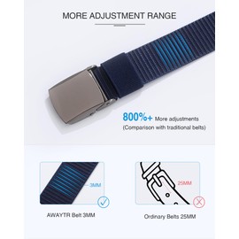 AWAYTR Nylon Boys Baseball Belt - Kids Golf Belt with Metal Buckle for Softball Pants School Uniform Jeans (Gunmetal Buckle-Navy blue, Fit Waist: 20"-27" (Rec 6-10yrs))