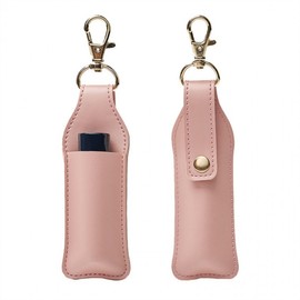 PU Leather Lip Balm Case Keyring & Lipstick Box Cover One Size/Pink 30ea