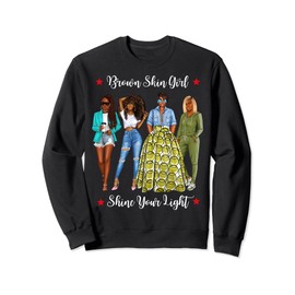 Brown Skin Girl Black Womens Sassy Green Afro Curly Hair Sweatshirt
