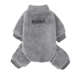 PAWCHIE Dog Fuzzy Velvet Pajamas,Dog Winter Cloth for Small Dogs Cat,Boy Girl,Pet Jumpsuit, Doggy Apparel,Grey,L
