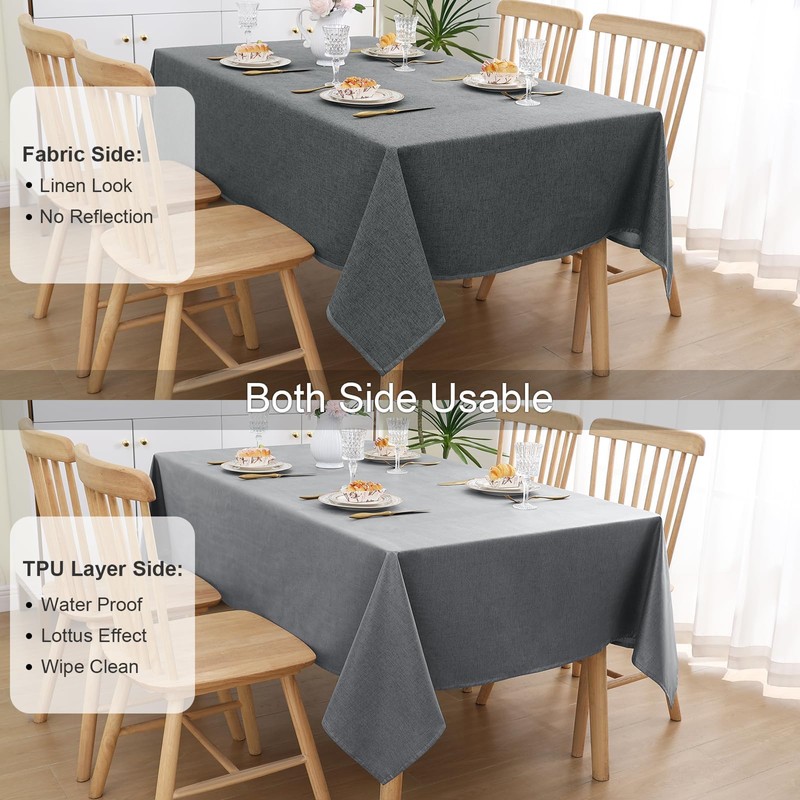 smiry Rectangular Table Cloth Wipe Clean 140x200 cm, Wipeable Water
