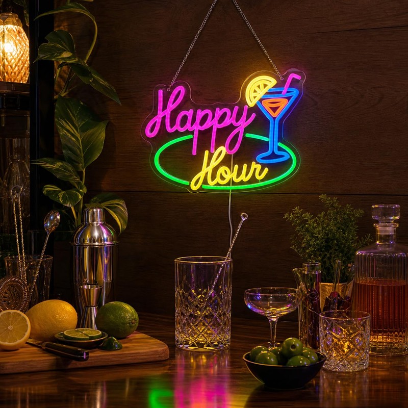 Chordwave LED Bar Sign – Happy Hour Neon Bar Sign