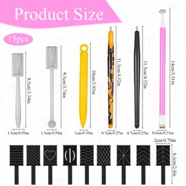 TIESOME 15 Stück Nail Art Werkzeug Magnetstift Set, DIY 3D Cat Eye Magnet Stick für Cat Eye Gel Pulver oder Nagellack Magnetische Stift für Katzenaugen Magische Effekt für Maniküre und Pediküre