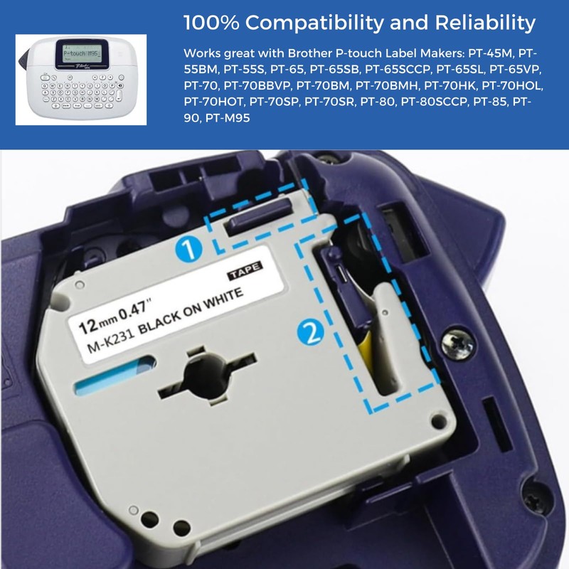 PT-M95 Label Tape Ptouch M Tape Replacement for Brother P