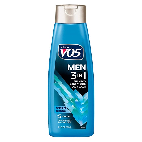 VO5 Mens 3-IN-1 Shampoo Conditioner and Body Wash - 12.5 Oz - Ocean Surge - 5 Essential Vitamins to Help Nourish and Hydrate Your Hair and Skin- Vitamin A, H, C, B5 and B3