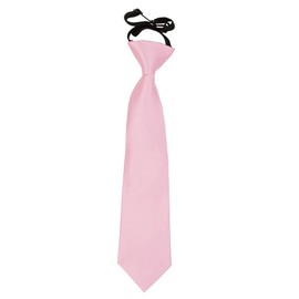 DQT Plain Satin Easy to Wear Elastic Pre-tied Tie for Boys (2-7 Years Old) - Baby Pink