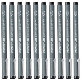 STAEDTLER Staedtler 0.1 Mm Pigment Liner Fineliner Sketching Drawing Drafting Pens Pack Of 10