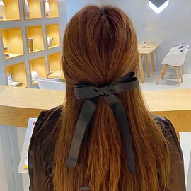 Erimberate Vintage Black Bow Hair Clips Bow Hair Barrettes Black Bow Tie Hair Clip Barrette Ribbion Bow Knot Hair Clip Silk Headpiece French Hair Accessory for Women and Girls