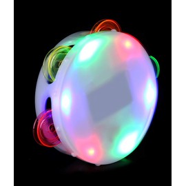 Fun Central LED Light Up Tambourine – Flashing Round Musical Instrument Toy for Kids, Toddlers, and Party Fun