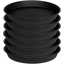 Bleuhome 6 Pack Plastic Plant Saucer Water Drip Tray, 4 5 6 7 8 9 10 11 12 13 15 17 19 inch, Heavy Sturdy Plant Drainage Tray for Indoors Outdoor, Flower Saucers for Pots Base (4", Black)