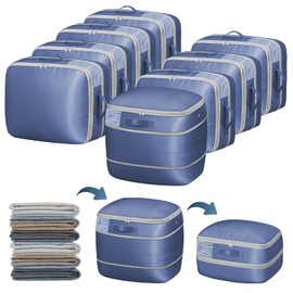 DIMJ Compression Storage Bags 8 Pack - Blanket Storage Bags with Window Zipper, Ultra Space Saving Self Compression Organizer for Puffer Jacket, Bedding, Lightweight Comforter Duvet, Sweater, Sheet