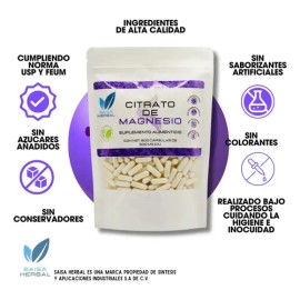Citrato Magnesio Potasio 500 Cáps Vegana Sabor